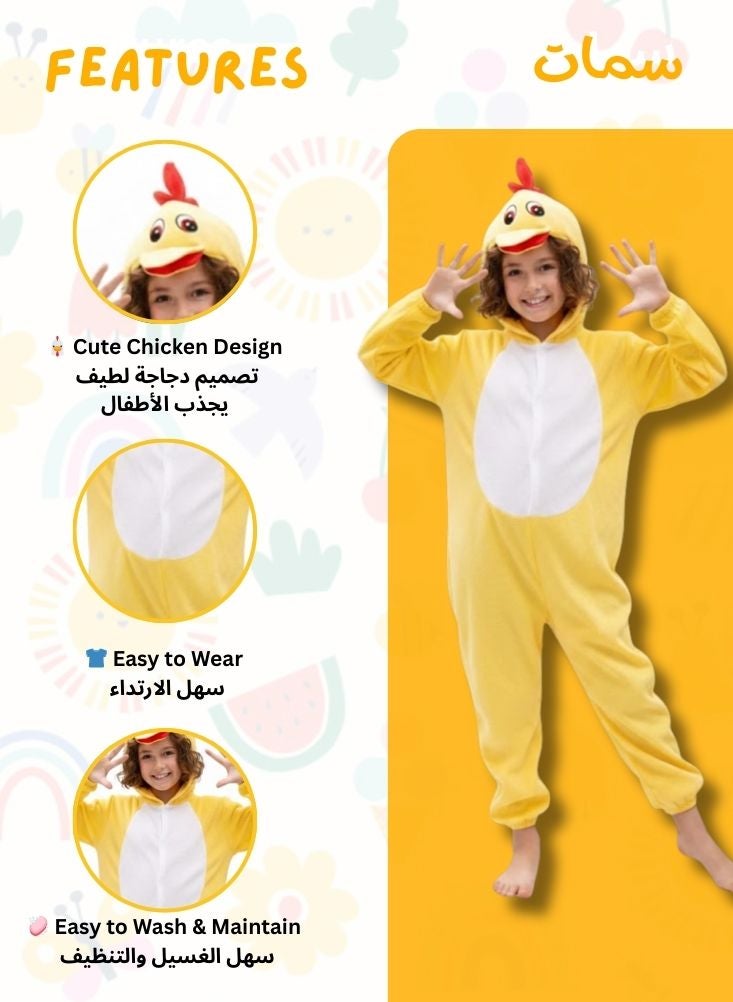 بريميم زي تنكري على شكل دجاجة صفراء للأطفال - زي تنكري لطيف على شكل حيوان للأولاد والبنات - Image 2